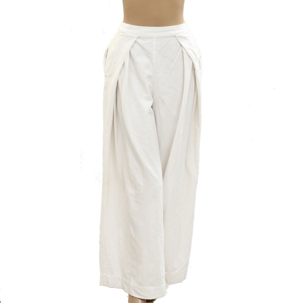 Free People White Wide Leg Draped Pants - Picture 3 of 6